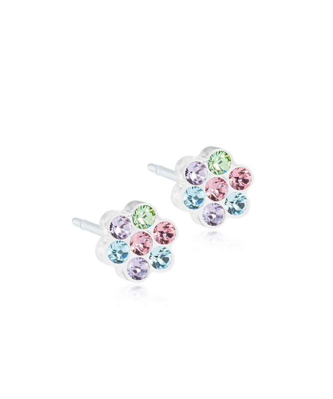 Oorbellen Blomdahl medical plastic bloemetje zacht gekleurd (incl. achterkantjes) - Staartjes en Strikjes