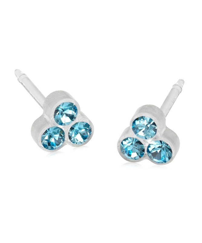 Oorbellen Blomdahl medical plastic klavertje aquamarine (incl. achterkantjes) - Staartjes en Strikjes