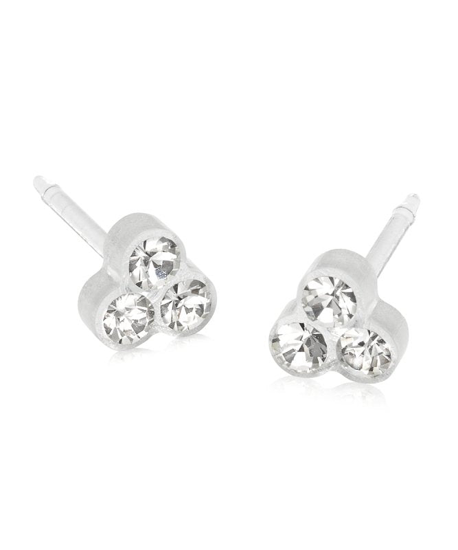 Oorbellen Blomdahl medical plastic klavertje crystal (incl. achterkantjes) - Staartjes en Strikjes