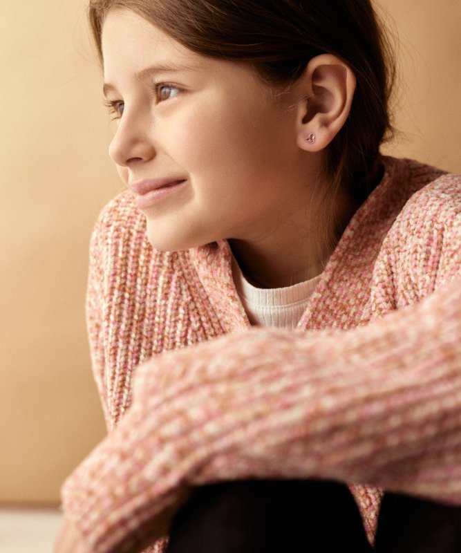 Oorbellen Blomdahl medical plastic klavertje roze (incl. achterkantjes) - Staartjes en Strikjes