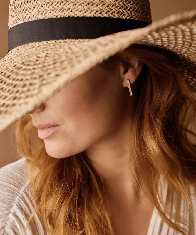 Oorbellen Blomdahl titanium 20 mm met crystalletjes goudkleurig (incl. achterkantjes) - Staartjes en Strikjes