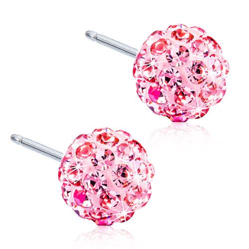 Oorbellen Blomdahl titanium bolletje Swarovski licht roze - Staartjes en Strikjes