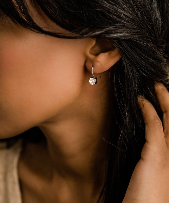 Oorbellen Blomdahl titanium hanger zirconiasteentjes (incl. achterkantjes) - Staartjes en Strikjes