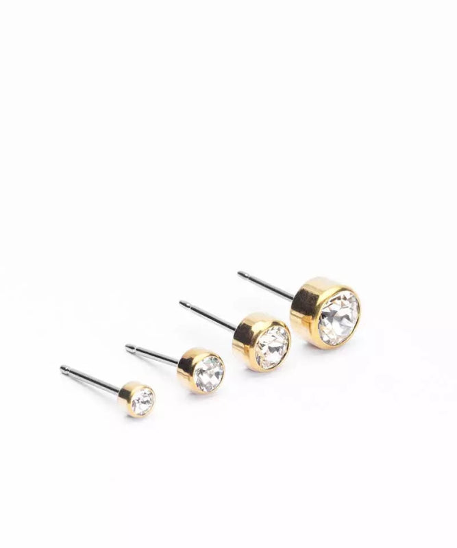 Oorbellen Blomdahl titanium knopje 5 mm. goudkleurig (incl. achterkantjes) - Staartjes en Strikjes