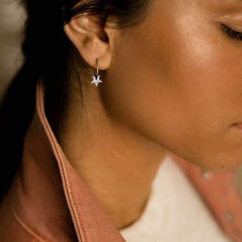 Oorbellen Blomdahl titanium oorringen 14 mm. met ster - Staartjes en Strikjes