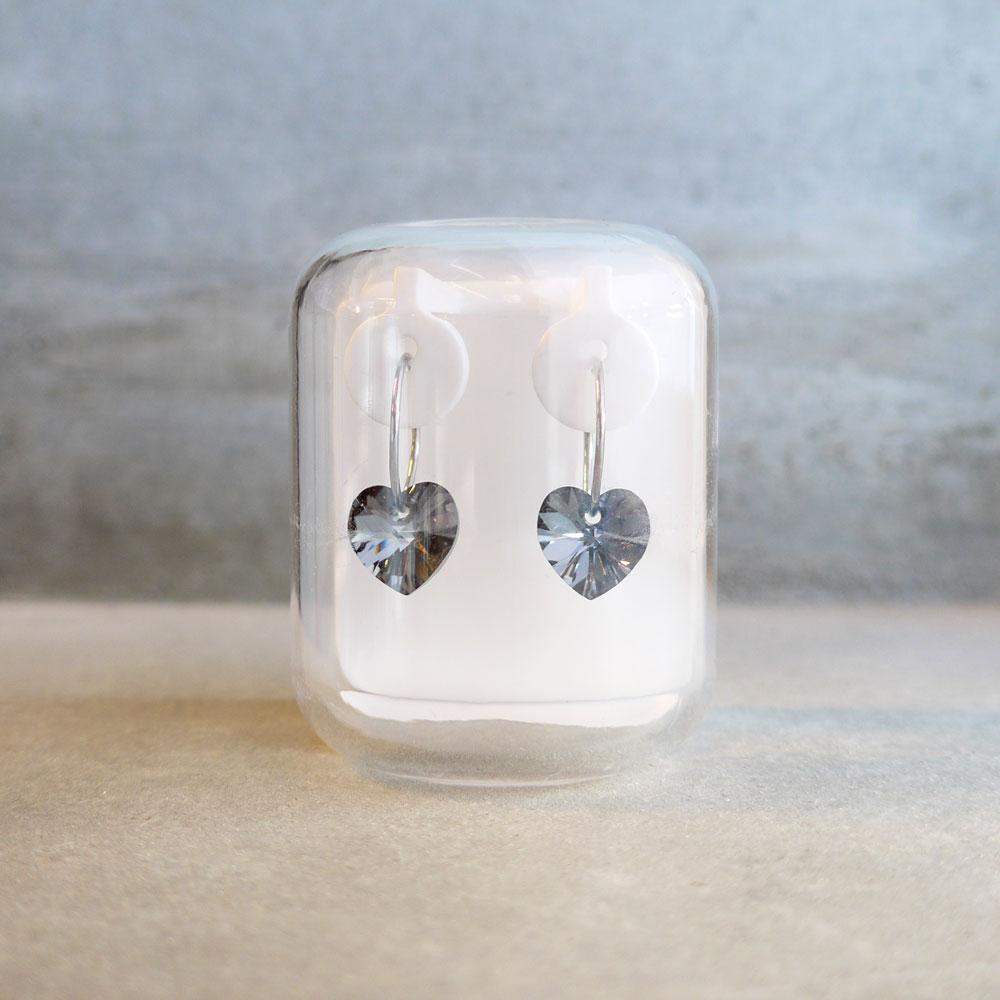 Oorbellen Blomdahl titanium oorringen Swarovski kristal hartje black diamond - Staartjes en Strikjes