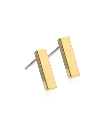 Oorbellen Blomdahl titanium rechthoek goudkleurig (incl. achterkantjes) - Staartjes en Strikjes