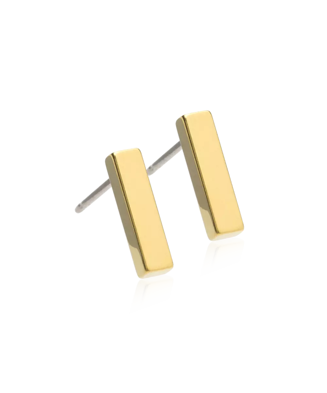 Oorbellen Blomdahl titanium rechthoek goudkleurig (incl. achterkantjes) - Staartjes en Strikjes