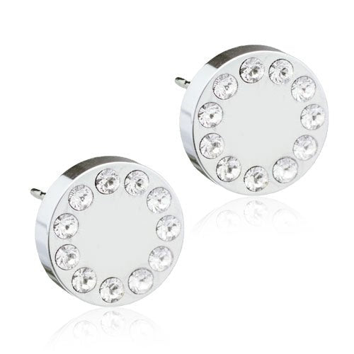 Oorbellen Blomdahl titanium rondje met crystal (incl. achterkantjes) - Staartjes en Strikjes