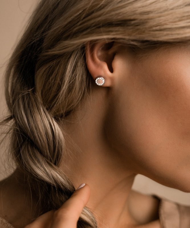 Oorbellen Blomdahl titanium rondje met crystal (incl. achterkantjes) - Staartjes en Strikjes