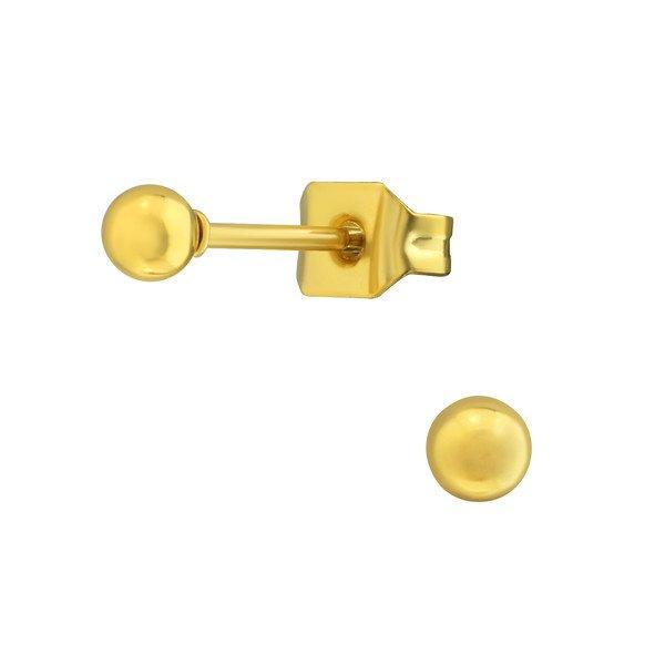 Oorbellen chirurgisch staal bolletje goudkleurig 3 mm - Staartjes en Strikjes