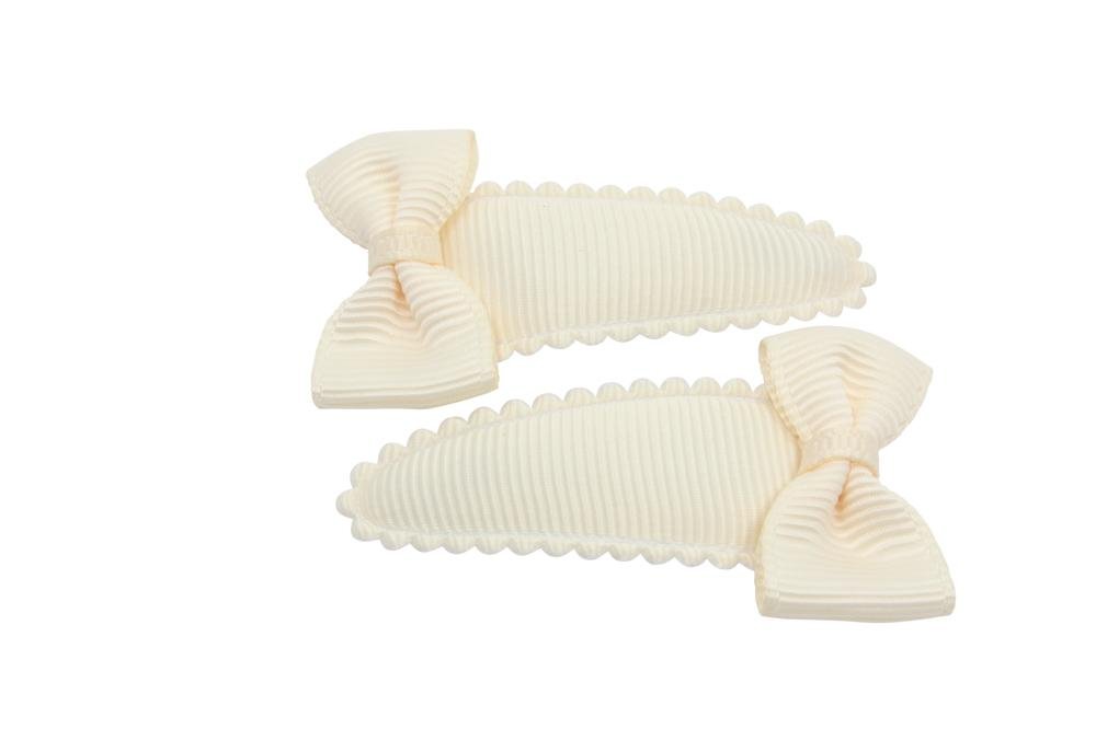Peuter/kleuter haarspeldjes met strikjes ivoor - Staartjes en Strikjes