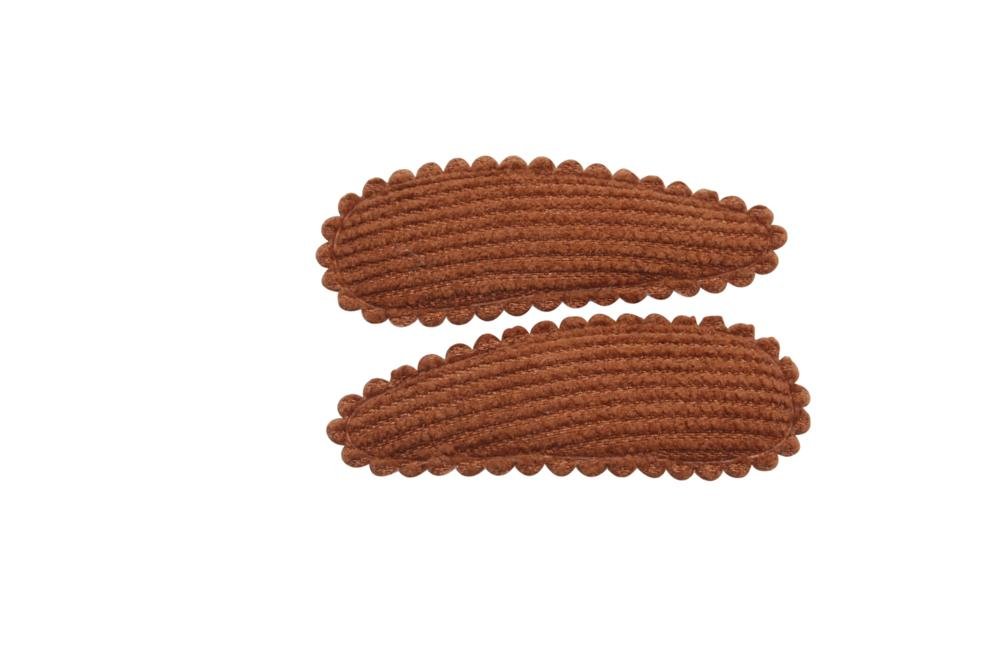 Peuter/kleuter haarspeldjes ribstof cappuccino bruin - Staartjes en Strikjes