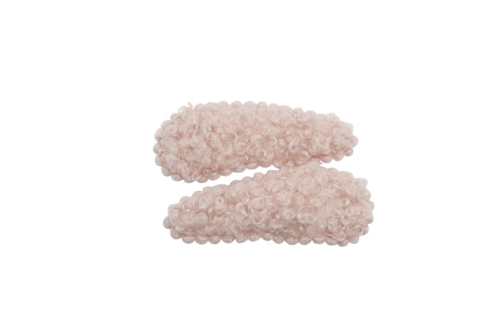 Peuter/kleuter haarspeldjes teddy/wollig oud powder pink - Staartjes en Strikjes