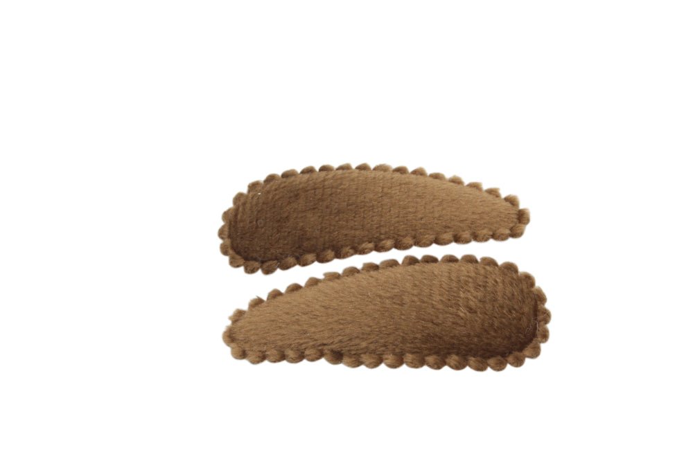 Peuter/kleuter haarspeldjes veloers turftan bruin - Staartjes en Strikjes
