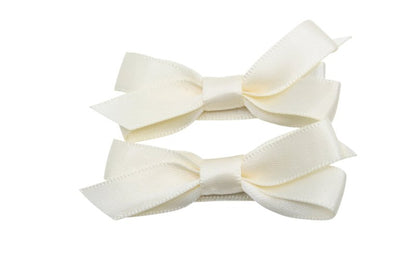 Setje alligator haarspeldjes met satijn strikje creme - Staartjes en Strikjes