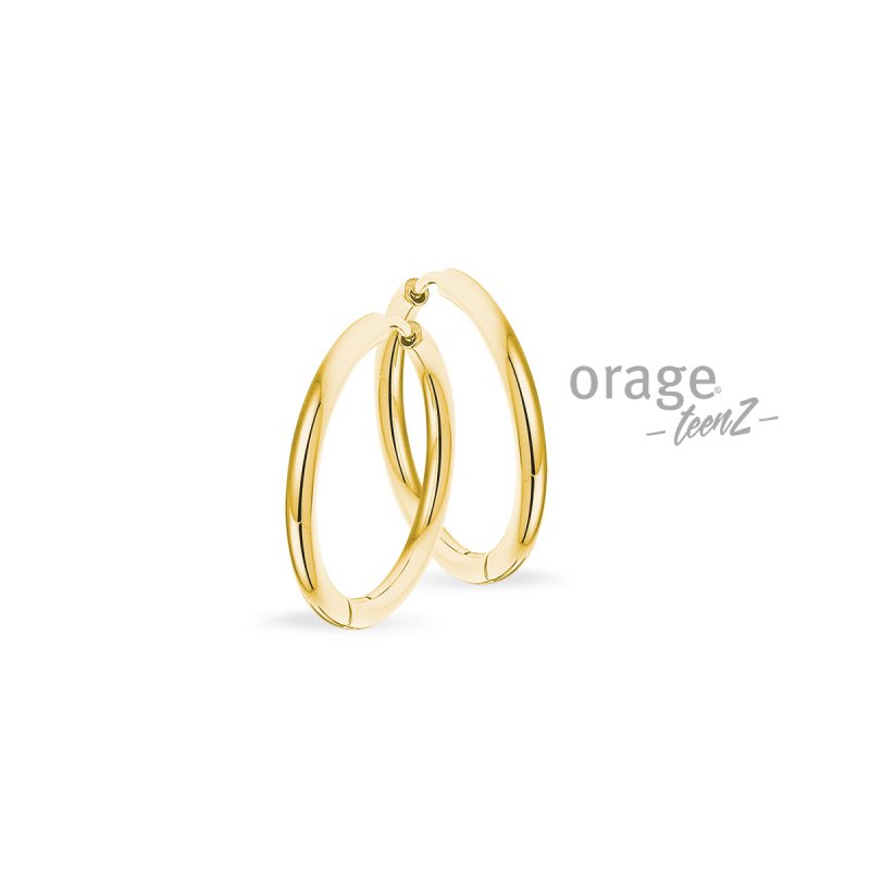 Stalen kinderoorbellen goldplated Orage Teenz oorringen/creolen - Staartjes en Strikjes