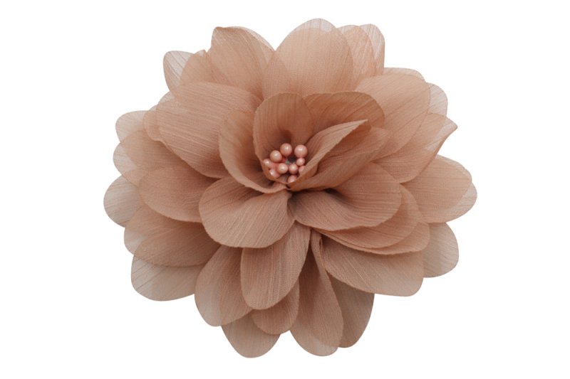 Stoffen haarbloem zacht bruin - Staartjes en Strikjes