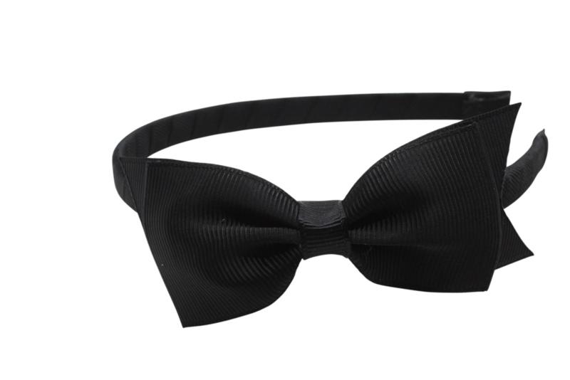 Strik diadeem/haarband lint zwart - Staartjes en Strikjes