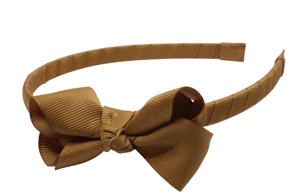 Strikjes diadeem/haarband goud bruin - Staartjes en Strikjes