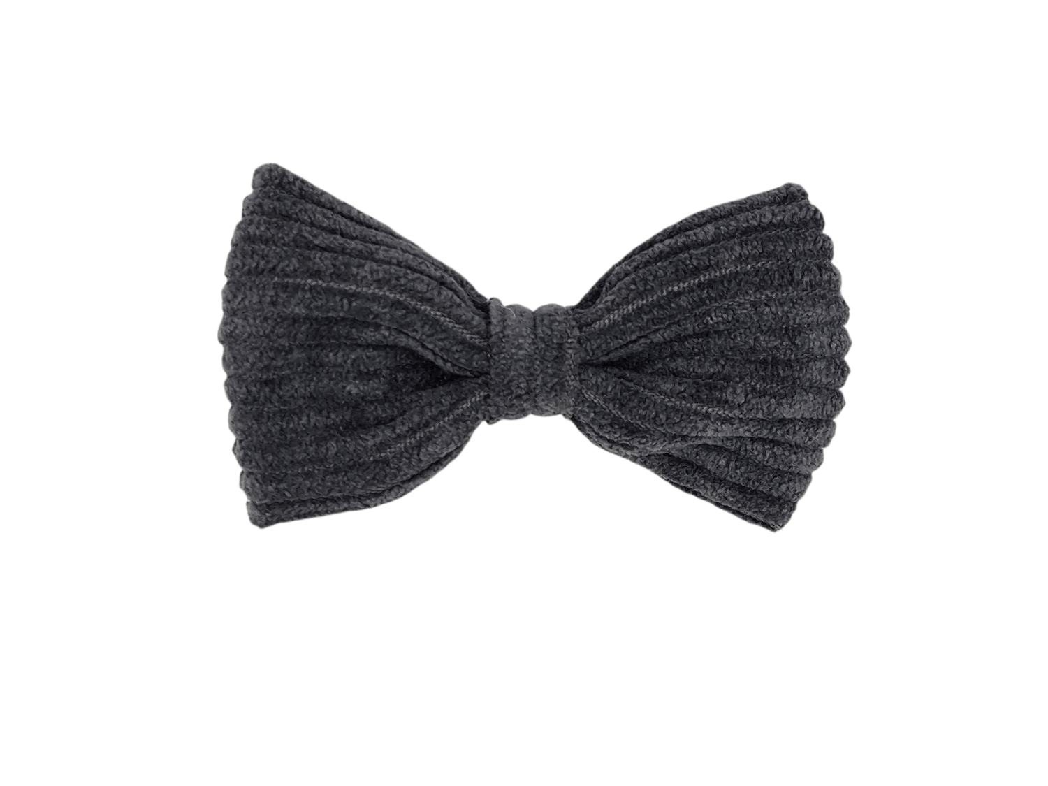 Vlinder haarstrik donker grijs ribstof alligatorspeld zonder tandjes - Staartjes en Strikjes