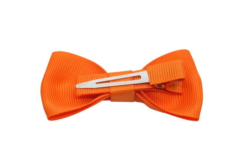 Vlinder haarstrik oranje op alligatorspeldje zonder tandjes - Staartjes en Strikjes