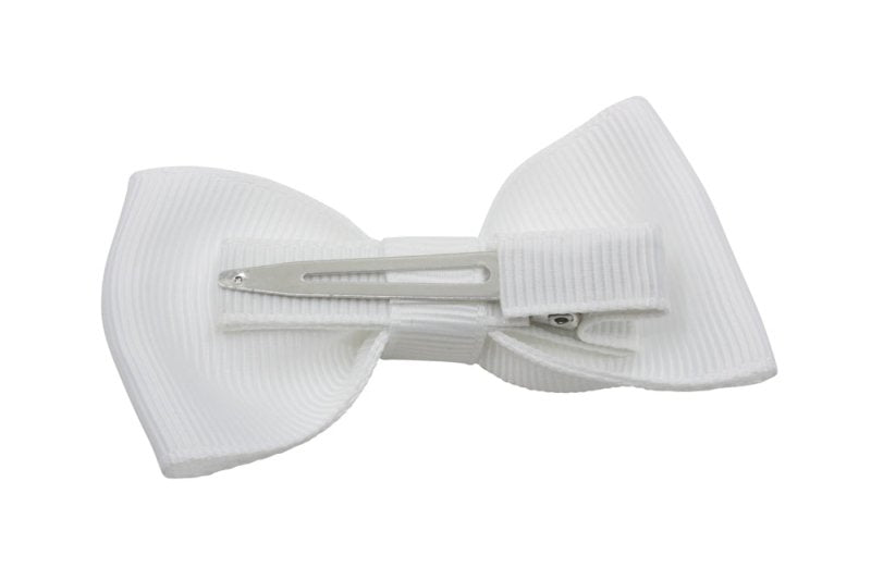 Vlinder haarstrik wit op alligatorspeldje zonder tandjes - Staartjes en Strikjes