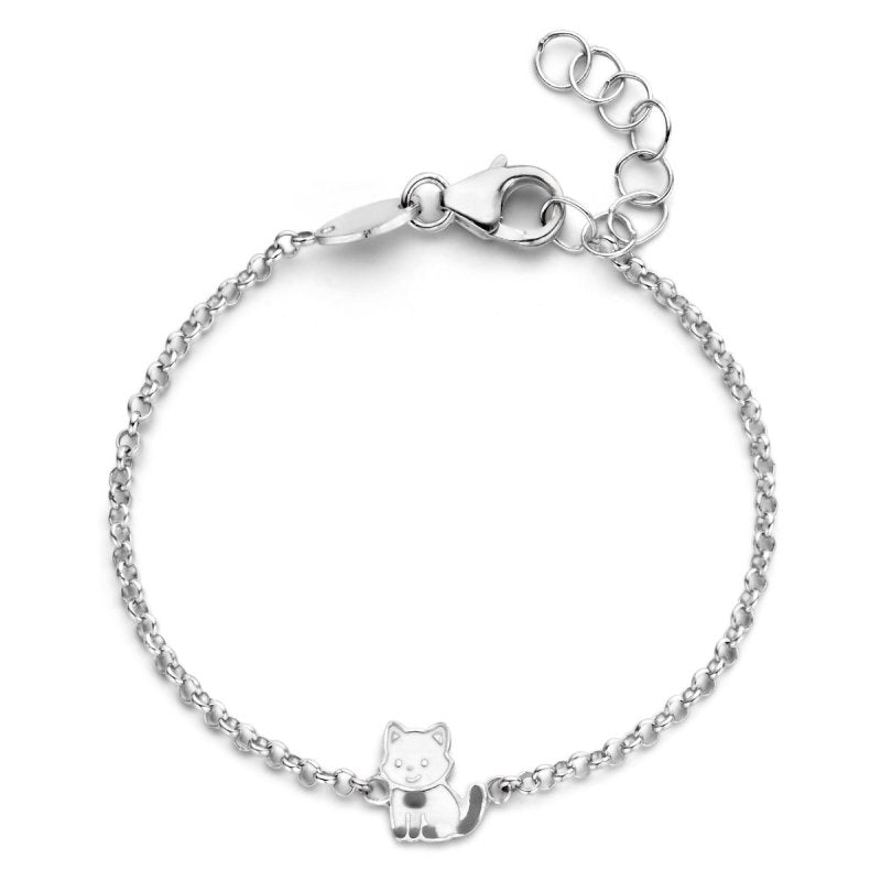Zilveren armbandje verstelbaar katje/poesje Naiomy Princess - Staartjes en Strikjes