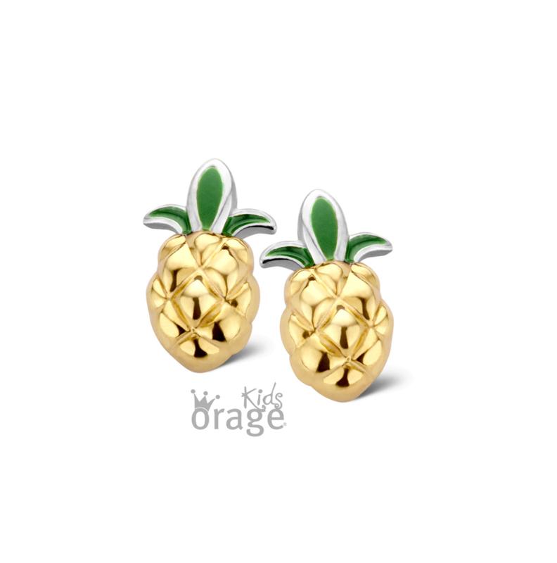 Zilveren kinder oorbellen ananas Orage - Staartjes en Strikjes