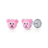 Zilveren kinder oorbellen beer roze |schroefsluiting Lapetra - Staartjes en Strikjes