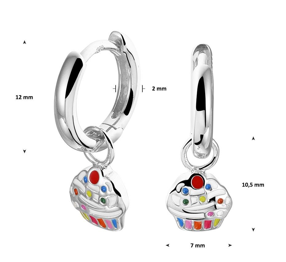 Zilveren kinder oorbellen cupcakes oorringen - Staartjes en Strikjes
