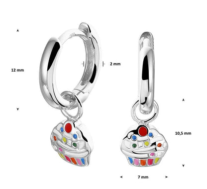 Zilveren kinder oorbellen cupcakes oorringen - Staartjes en Strikjes