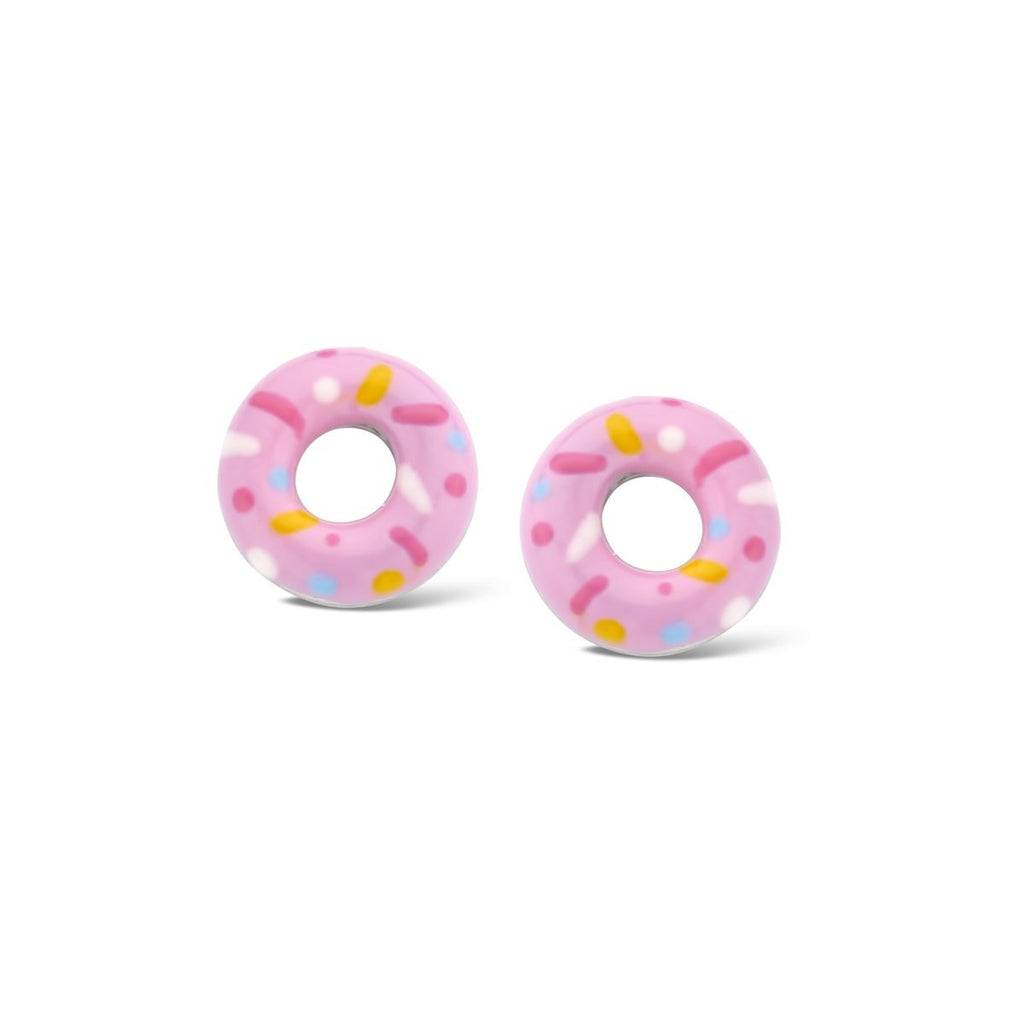 Zilveren kinder oorbellen donuts roze Naiomy Princess - Staartjes en Strikjes
