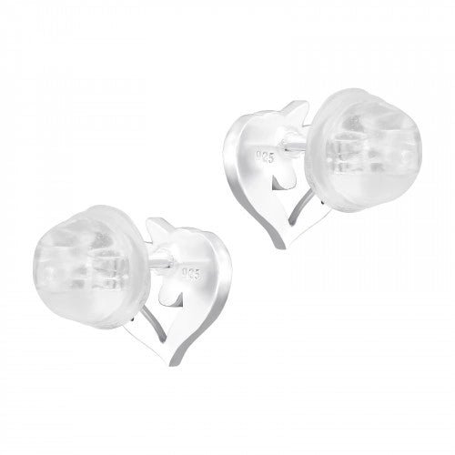 Zilveren kinder oorbellen eenhoorn in hartje - Staartjes en Strikjes