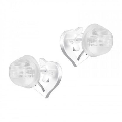 Zilveren kinder oorbellen eenhoorn in hartje - Staartjes en Strikjes