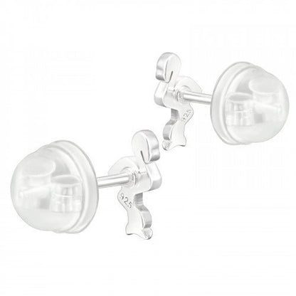 Zilveren kinder oorbellen flamingo met kristalletjes - Staartjes en Strikjes