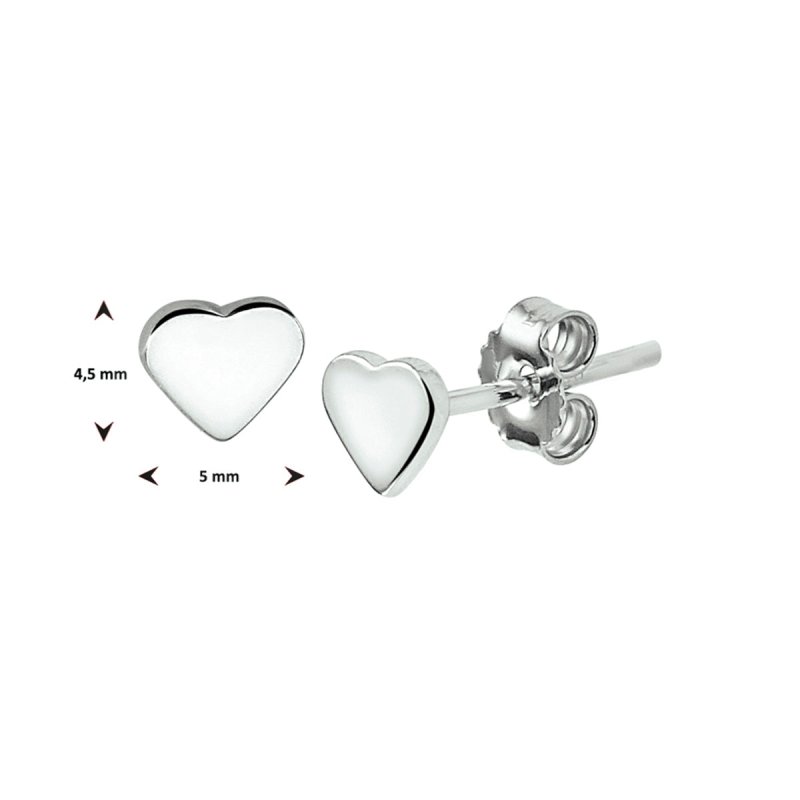 Zilveren kinder oorbellen hartje - Staartjes en Strikjes