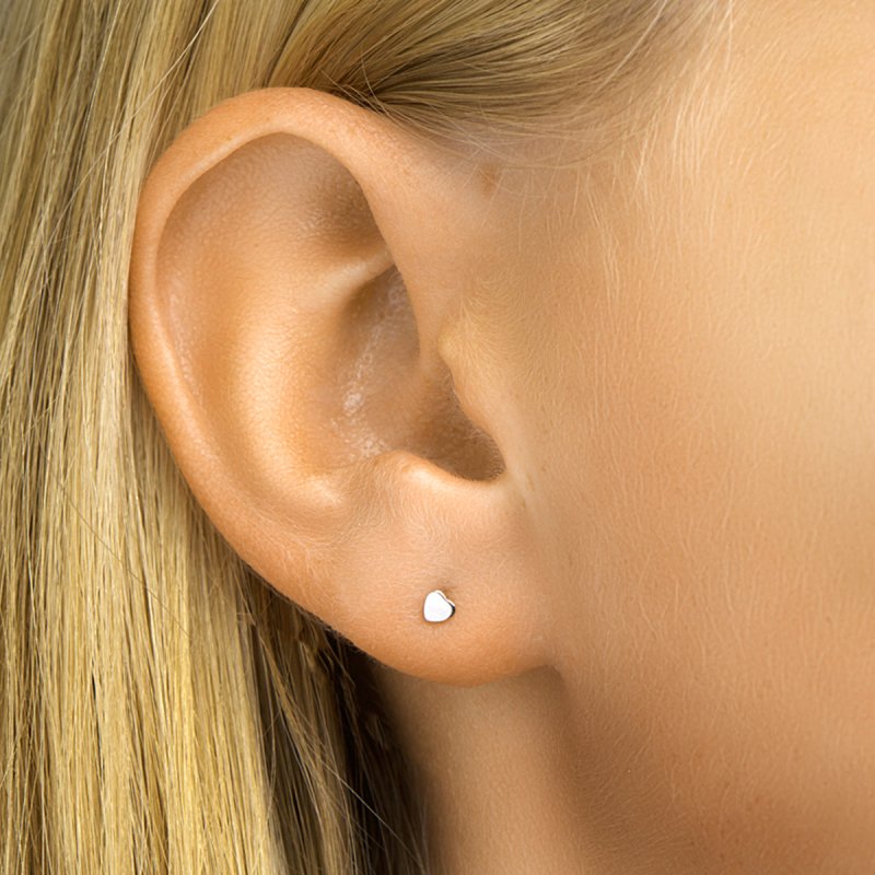 Zilveren kinder oorbellen hartje mini - Staartjes en Strikjes