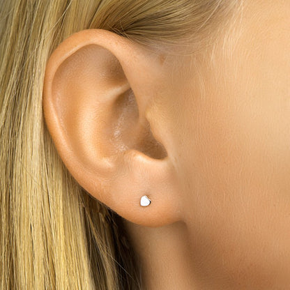 Zilveren kinder oorbellen hartje mini - Staartjes en Strikjes