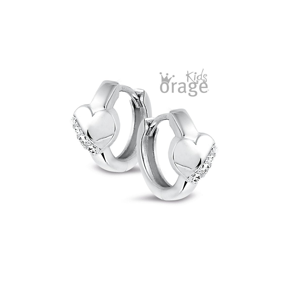 Zilveren kinder oorbellen hartjes Orage kids oorringen/creolen - Staartjes en Strikjes