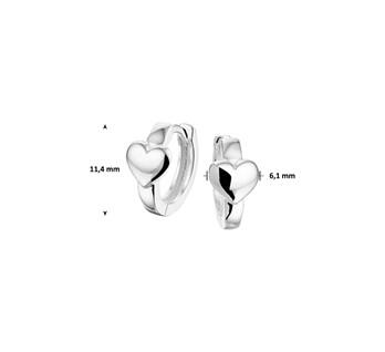 Zilveren kinder oorbellen klap creolen/oorringen hartjes - Staartjes en Strikjes