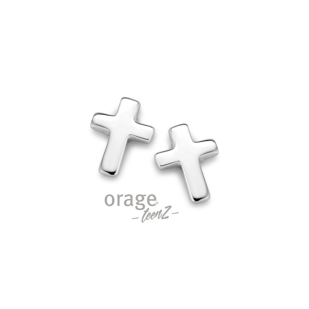 Zilveren kinder oorbellen kruisje Orage Teenz - Staartjes en Strikjes