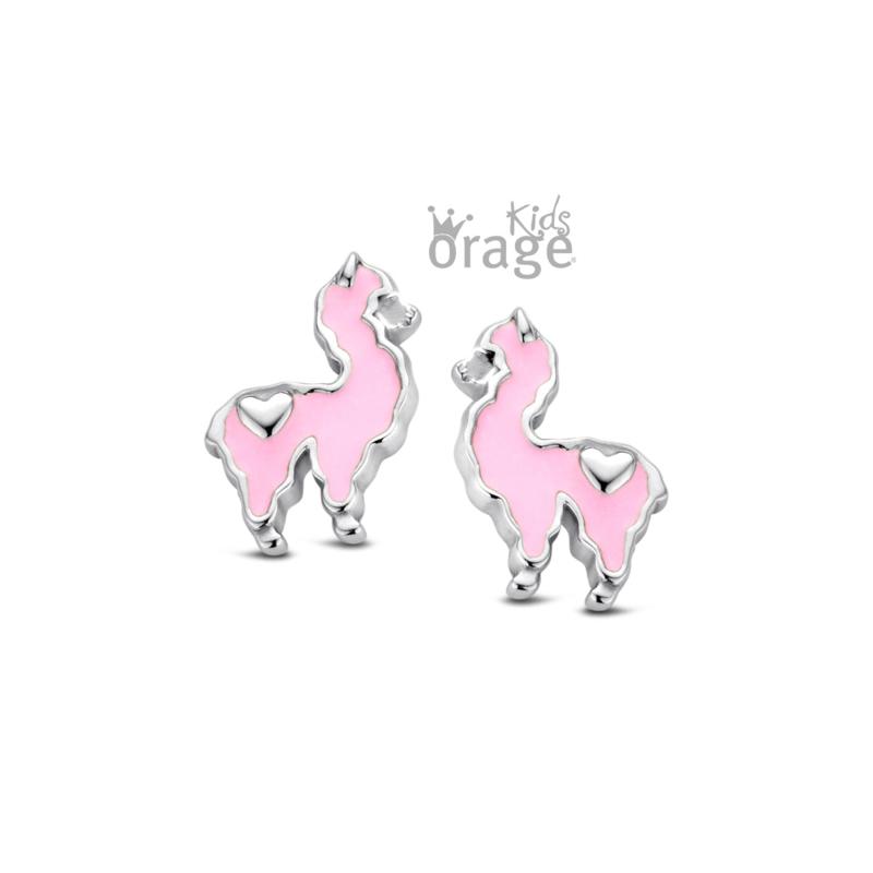 Zilveren kinder oorbellen lama Orage kids - Staartjes en Strikjes