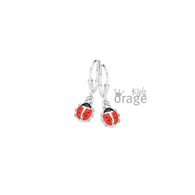Zilveren kinder oorbellen lieveheersbeestjes Orage kids brisuresluiting - Staartjes en Strikjes