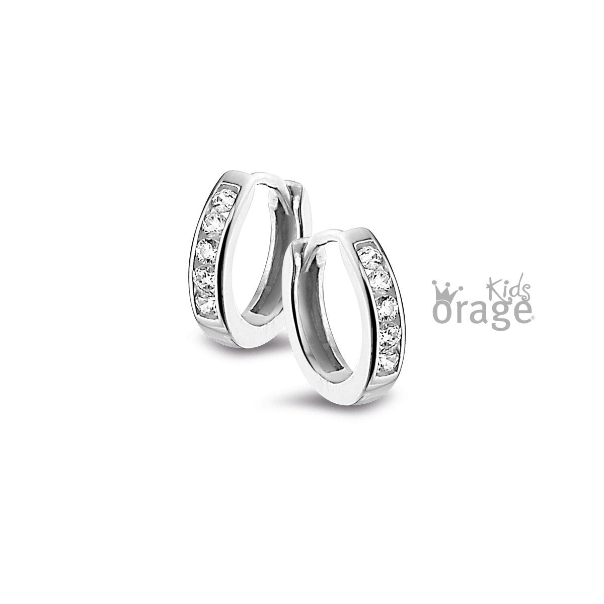 Zilveren kinder oorbellen Orage kids oorringen/creolen crystal - Staartjes en Strikjes