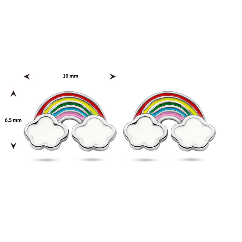 Zilveren kinder oorbellen regenboog - Staartjes en Strikjes