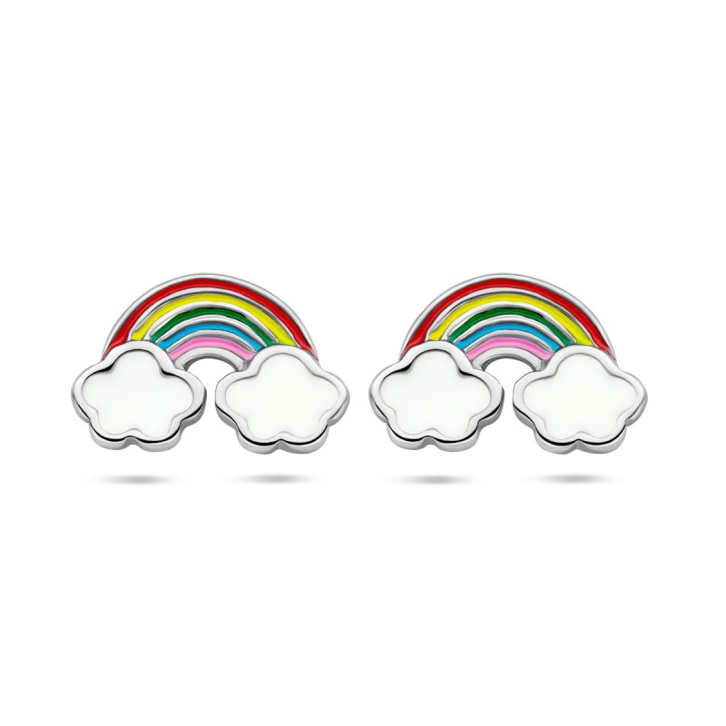 Zilveren kinder oorbellen regenboog - Staartjes en Strikjes