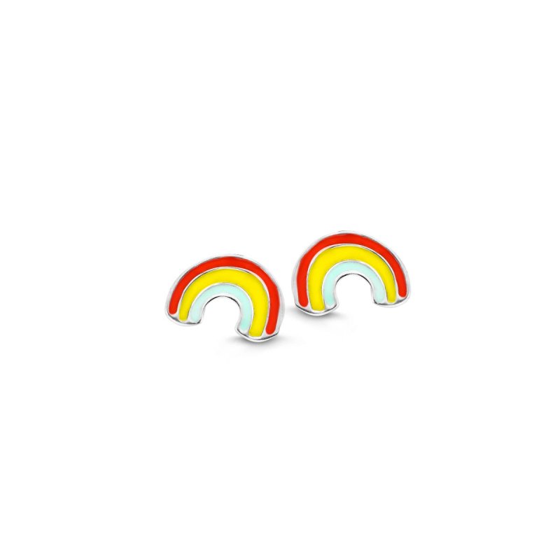 Zilveren kinder oorbellen regenboog Naiomy Princess - Staartjes en Strikjes