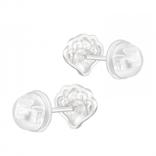 Zilveren kinder oorbellen schelpjes paars met kristalletjes - Staartjes en Strikjes
