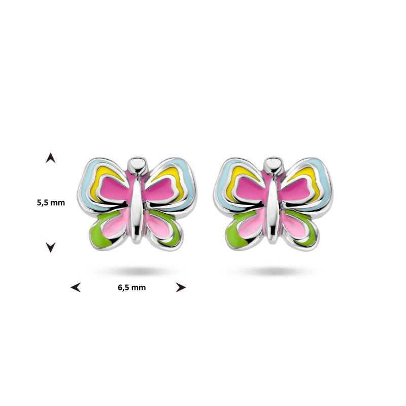 Zilveren kinder oorbellen vlinder - Staartjes en Strikjes
